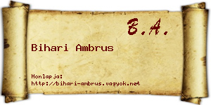 Bihari Ambrus névjegykártya