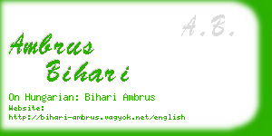 ambrus bihari business card